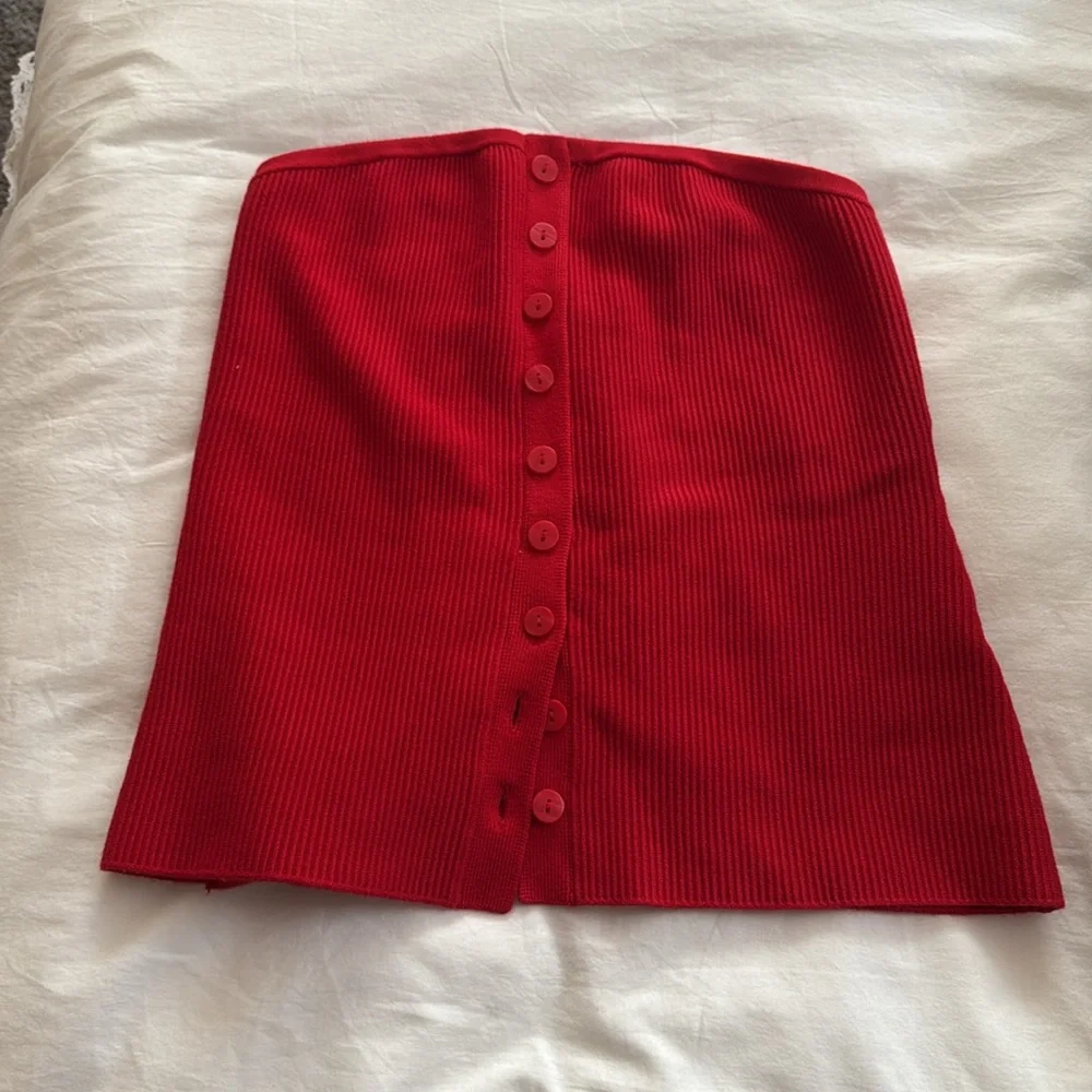 NWOT Abercrombie & Fitch Red Bustier Buttoned Top - Picture 3 of 3